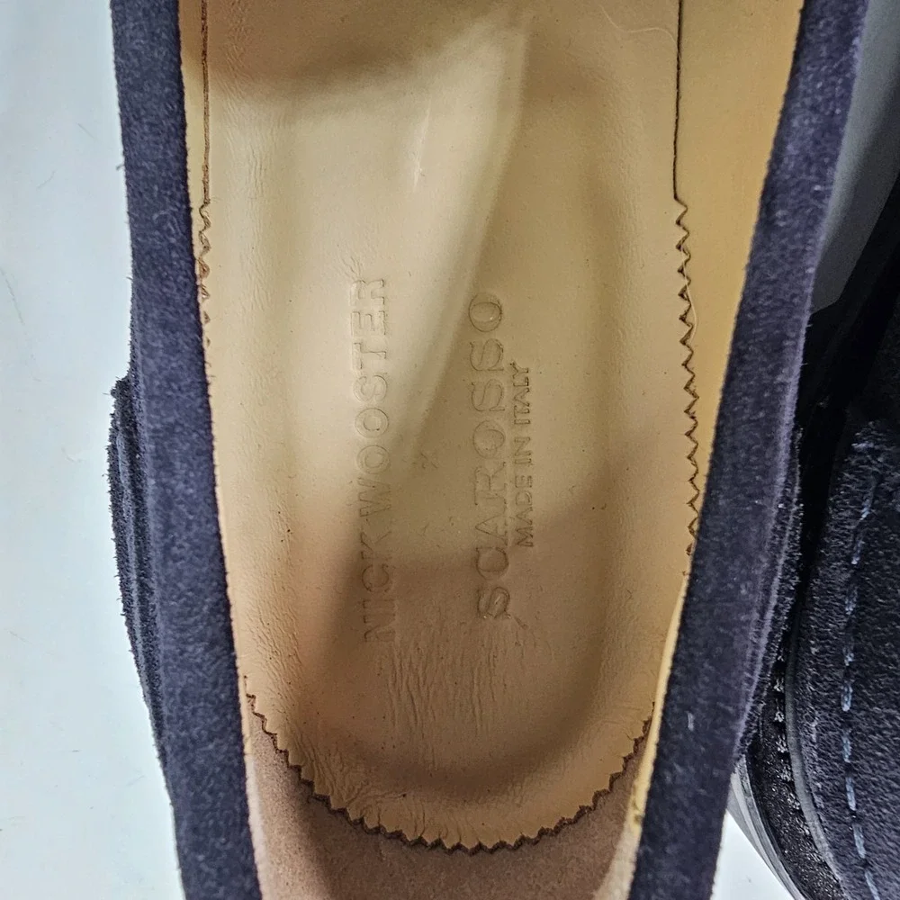 Scarosso Nick Wooster Chunky Loafers Men 13 46 Navy Suede Vibram Lug Soles Italy